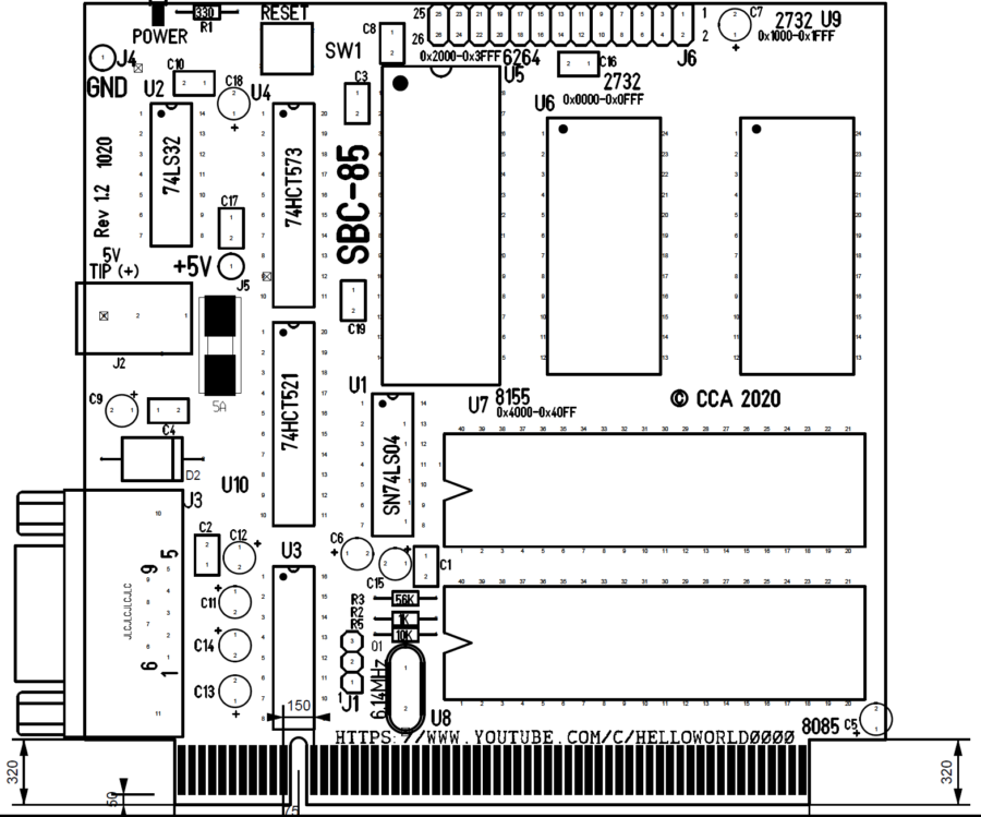 SBC-85 CPU v2.x Component Placement